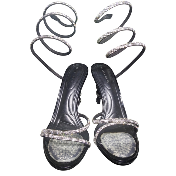 Stheno Stiletto Black Open Toe Sandals Women's Size 10 - Picture 4 of 8